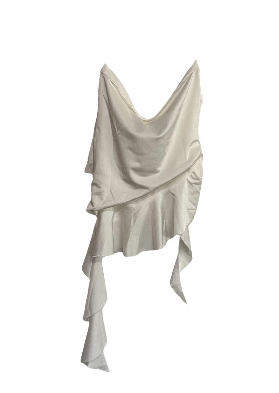 Baby Pink White Strapless Ruffle Asymmetrical Top Women’s Size Small NWT